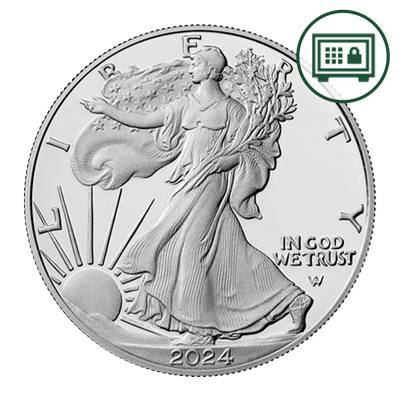 A picture of a 1 oz Silver American Eagle Coin (2024) - Secure Storage